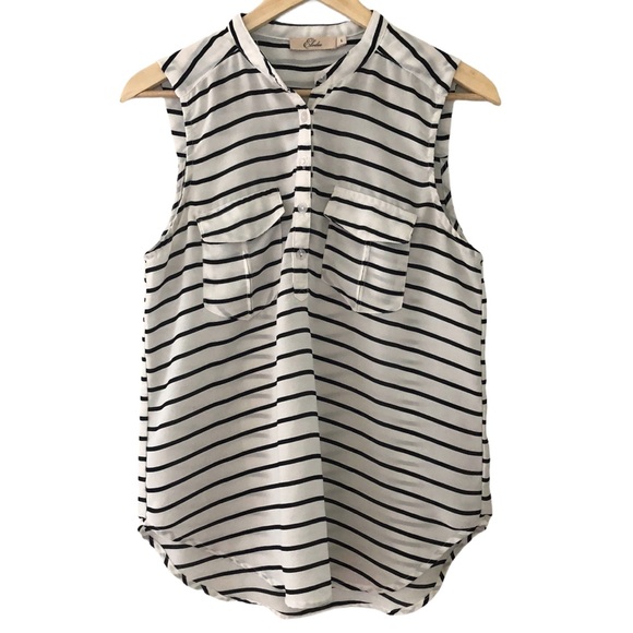 ELODIE Black & White Striped Blouse - Picture 1 of 10